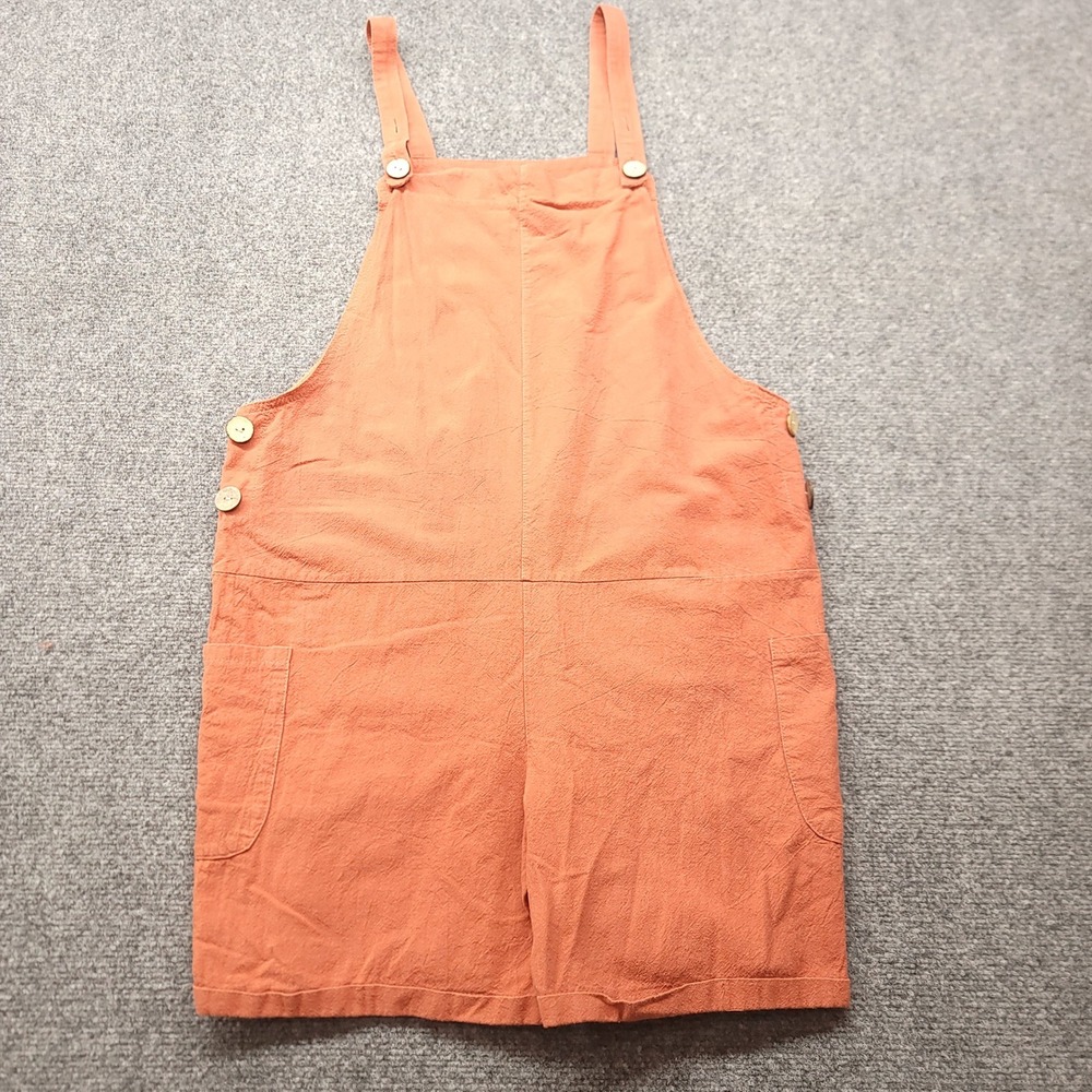 Vintage Rust Orange Shortall Overalls Size XXL Textured Button Straps Pockets